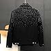 Men's Embellished Rhinestone Jeans Jacket Slim Fit Streetwear Denim Jacket For Men Fashion Outwear Coat Black X-Large