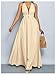Floerns Women's Elegant Deep V Neck Halter Dress Sleeveless Backless Flowy Maxi Dresses Apricot Large