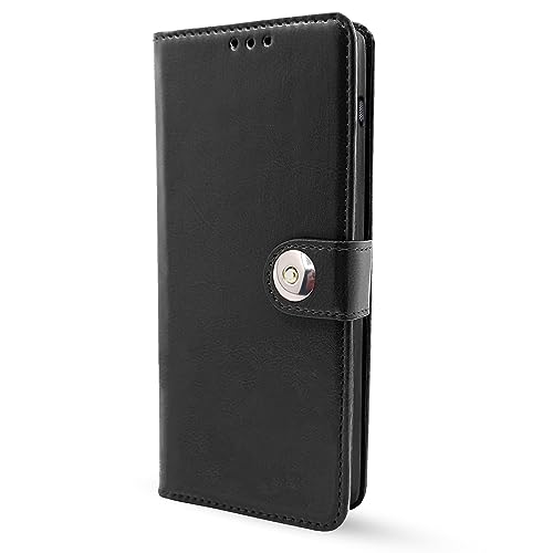 Image of Pikkme OnePlus 11R 5G Flip Cover Leather Finish | Inside TPU with Card Pockets | Wallet Stand and Shock Proof | Complete Protection Button Flip Case (Black)