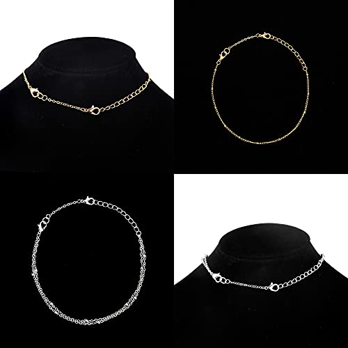 Softones 12-18Pcs Ankle Bracelets Extenders-Extension for Womens Jewelry(1 2 3 Inch),with Lobster Clasp and O-Clasp from Gold Silver Rose Gold4