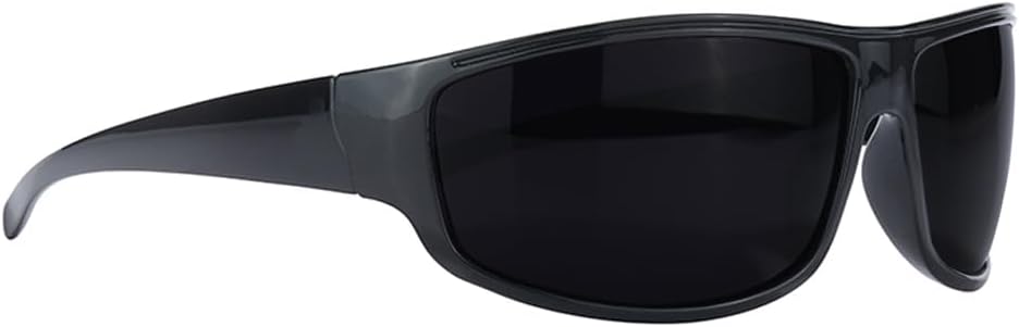 PLOPLO Super Dark Black Sunglasses Biker Rider Wrap Around Sport Sunglass UV400 Protection For Sensitive Photophobia