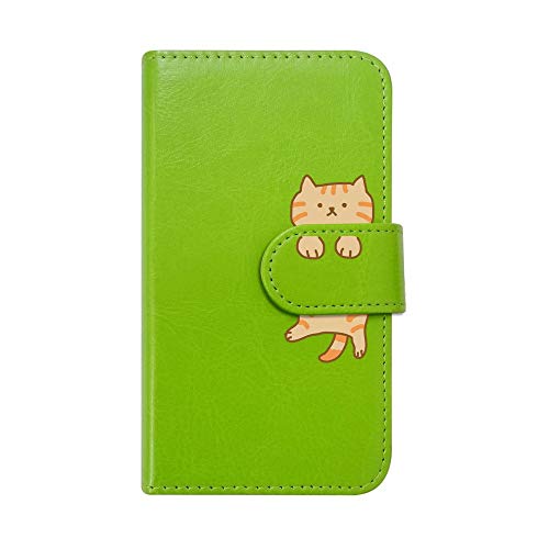 【moimoikka】 iPhone17 Pro Max アイフォン17プロマックス 対応 手帳型 スマホ ケース 茶トラ猫 (カバー色グリーン) アメリカンショートヘアー 縞模様 レッドタビー ねこ ネコ アニマル 動物 キャラクター おしゃれ かわいい