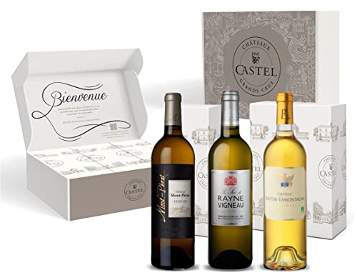 Coffret Cadeau - Vin Blanc - Coffret Découverte Vins Blancs et Liquoreux de Bordeaux : Château Mont Perat - Sec de Rayne Vigneau - Château Bastor Lamontagne - 3x75cl Cover