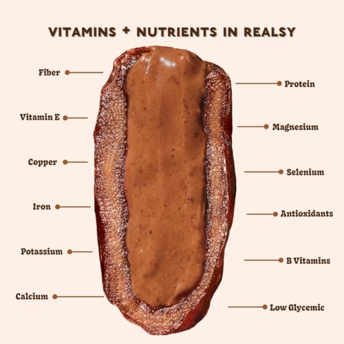 Realsy Chocolate Peanut Butter Stuffed Medjool Dates, Organic Dates with No Sugar Added, Gluten-Free, Vegan, Good Source of Fiber, Low Glycemic Index, All Natural Healthy Snack, (10 Pack)