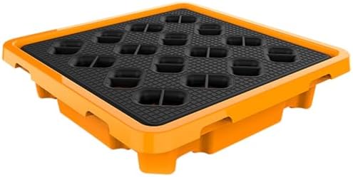 Spill-Proof Oil Tank Tray - Leakproof Yellow & Black Polyethylene Containment Platform, Anti-Slip Storage for Paint Buckets & Workshop Supplies, Perfect for Factories & Warehouses