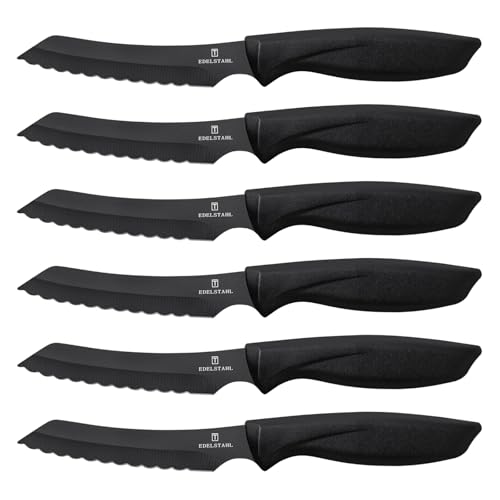 targzier Steak Knives Set of 6,Stainless Steel Kitchen Knives,Ultra-Sharp Dinner Knife,Serrated Edge Steak Knife,Stain&Rust Resistant Steak Knives