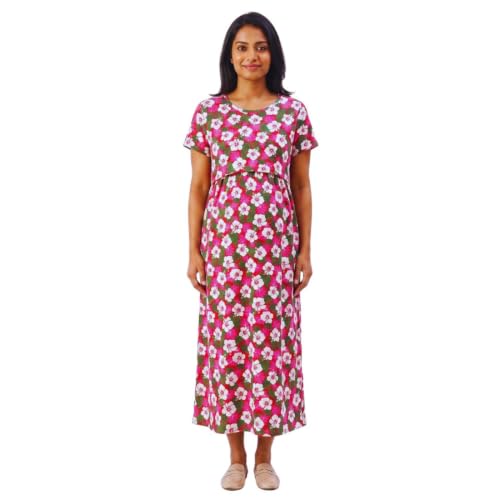 Image of Zero Clothing Feeding Dress for New Moms Casual Loungewear Ankle Length | Cotton Maternity Nighty | Zipless Feeding Dresses for Women | Pregnancy & Nursing Wear