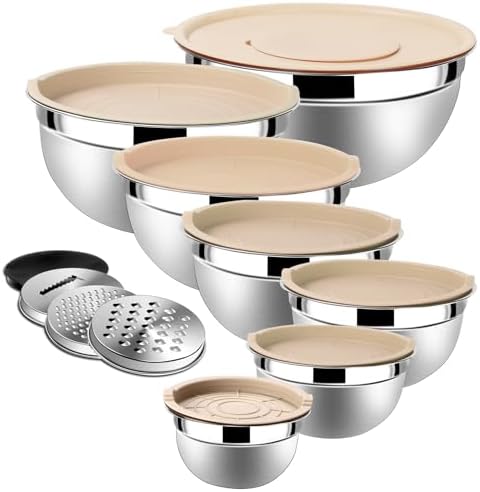 Lazycorner Stainless Steel Mixing Bowls with Airtight Lids Set of...