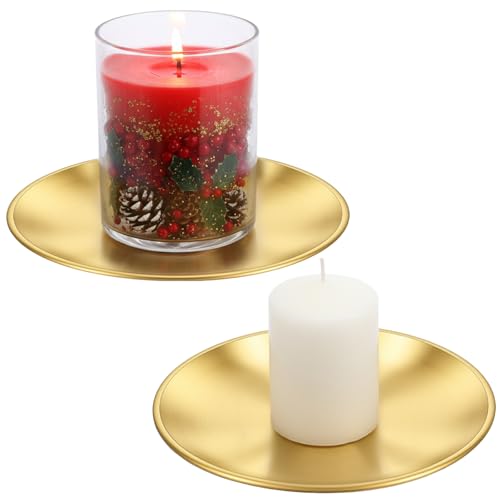S Decor, 5.5 Inch Round Flat Candle Tray For Pillar Scented Ball Candles Decorative Candle Stand For Coffee Table Decor Wedding Party Home Decor