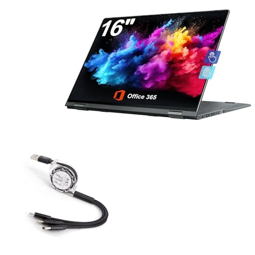BoxWave Cable Compatible with Jumper J1 Convertible Laptop (16 in) - AllCharge miniSync, Retractable, Portable USB Cable - Jet Black