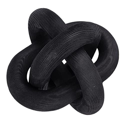 OSOLADY Wood Chain Link Decor Wooden Knot Craft Black Handmade Decorative Wood Knot Ornament for Home and Office Desktop Decoration Living Room Wall Art