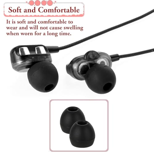 Image of REDWIND Replacement Earphone Silicone Rubber Eartips 3-Size, 12 Caps for Realme Boat JBL Oppo Vivo Samsung One Plus Wired & Bluetooth Neackband Earpads(Inner Hole 3.8mm -4.8mm 6-Pair) (Black)