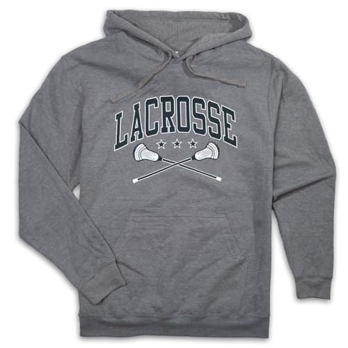ChalkTalkSPORTS Guys Lacrosse Standard Sweatshirt | Crossed Sticks | Gray | Adult Medium