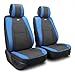 FH Group PU205BLUEBLACK102 Blue PU205102 Ultra Comfort Leatherette Front Seat Cushions (Airbag Compatible) Black