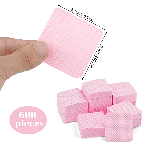 600 Piezas Toallitas Celulosa para Uñas sin Pelusa Almohadilla Quitaesmalte, de Algodón para Limpiar el Pegamento Esmalte (Rosado) - imagen 2