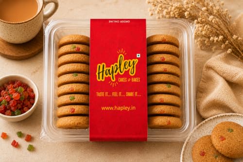 Image of Hapley Tutti Fruity Cookies 300g, Delightfully Crunchy No Palm Oil Cookies Loaded with Colorful Tutti Fruity