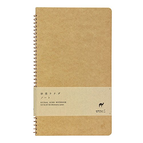 Midori Spiral Ring Notebook Camel avec reliure spirale et papier blanc premium pour feutre