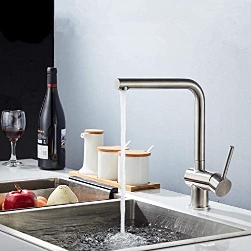 Robinet de cuisine mitigeur flexible en acier inoxydable pour évier de salle d'eau - 2