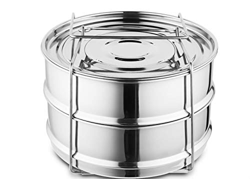 Stackable Stainless Steel Insert Pans - 6Qt- Inserts For Instant Pot - Pan For Instapot - Accessories For Instant Pot- Fits 6 Qt & Above - Pressure Cooker Steamer Pan Accessories #TOP4