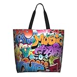 CZZYH Bolsas de mano de gran capacidad para mujer, bolsa de playa, bolsas de compras, bolsa de hombro, bolsa de mano de graffiti colorido artístico