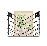 Black Wall Mounted File Organizer,Metal Magazine Basket, Concave Wall Mounted Magazine Rack, Suitable for Hanging File Folders for Office Living Room (Black, 1 Pack)