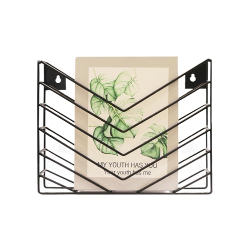 CROISSANT Black Wall Mounted File Organizer,Metal Magazine Basket, Concave Wall Mounted Magazine...