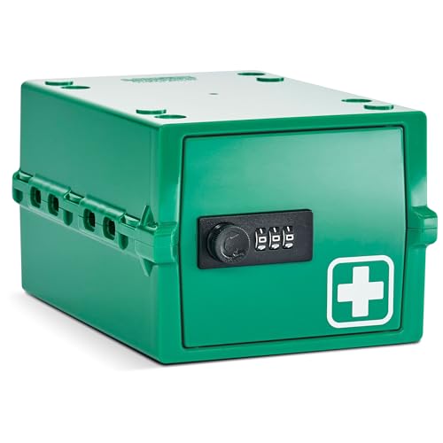 Lockabox Mini™ | Small Medicine Lock Box with Combination Lock (3L) | Mini Medical Lock Box For Tablets, Creams & Medical Pens | External Size 22.3 x 15.4 x 12 cm (Medi Green)