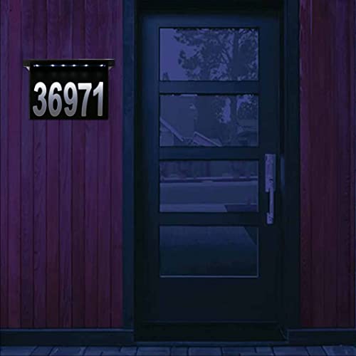 Solar House Numbers Light - Black Solar Address Sign For House Or Yard - 6 Led Light Up House Numbers At Night - Waterproof Address Plaque Outdoor Lights #TOP3