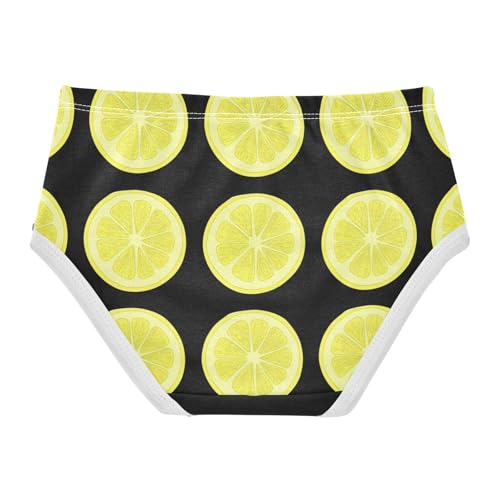 Bright Yellow Lemon Slices Black Panties Little Girl Girls Underwear Toddlers Cotton Cartoon Briefs Underpants 2t2