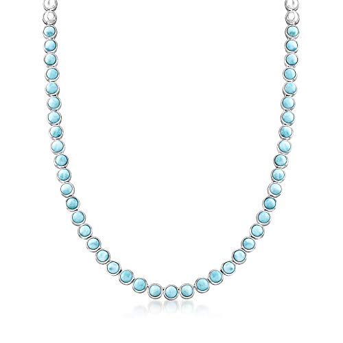 Ross-Simons Round Larimar Sterling Silver Necklace #TOP16
