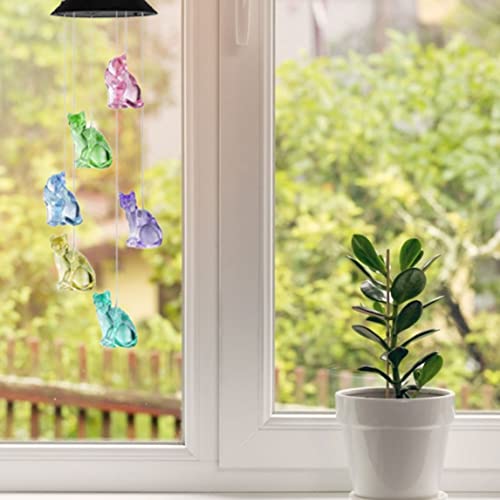 Carillon éolien chat solaire, cadeau idéal pour jardin et balcon