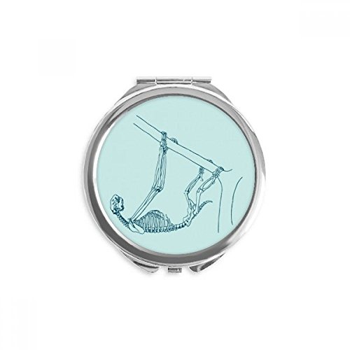 Miroir animal paresseux squelette maquillage de poche portable rond multicolore