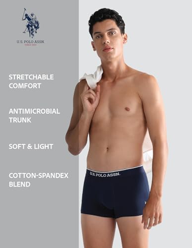Image of U.S. Polo ASSN. Mens ET004 Anti Microbial Cotton Stretch Essential Underwear Trunk -Pack of 2
