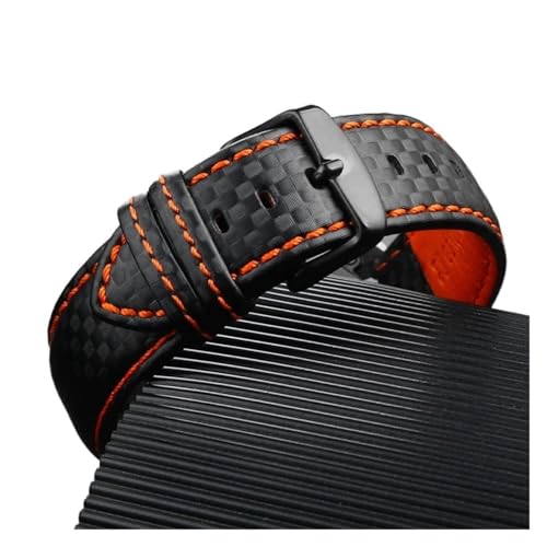 Bracelet de montre en cuir de vachette noir et rouge de 18mm à 24mm
