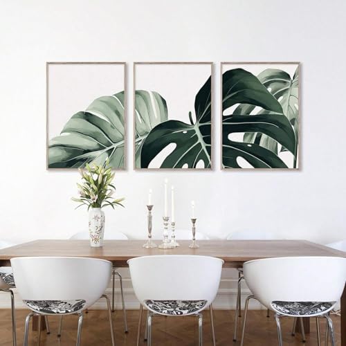 Triptyque Monstera 60x80 cm | Toile imprimée botanique sans cadre