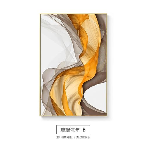 Peinture sur toile abstraite jaune gris 40x60cm salon deco - 4