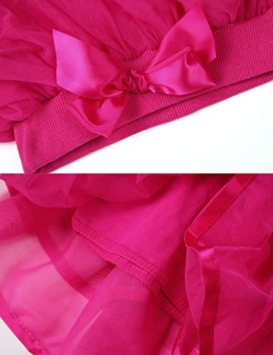Bgfks 4 Layered Tulle Tutu Skirt For Girls With Matching Hairbow,Girl Ballet Tutu Skirt (Rose, 5-7 Years) #TOP3