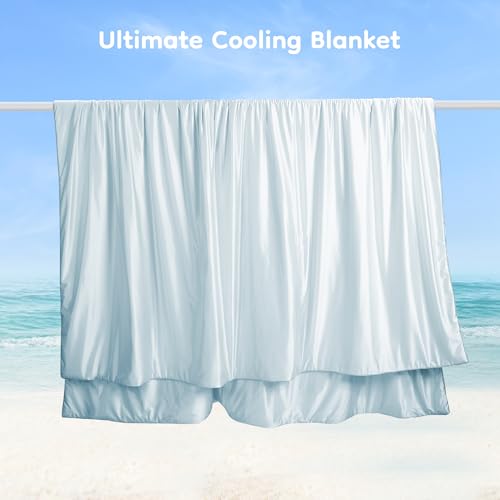 LaffyLo Cooling Comforter Full XL 78x87 for Hot Sleepers & Night Sweats, Lightweight Cool Touch Blanket for Bed, Dorm, Guest Room & Outdoor Camping, Trave, Light Blue — view 4