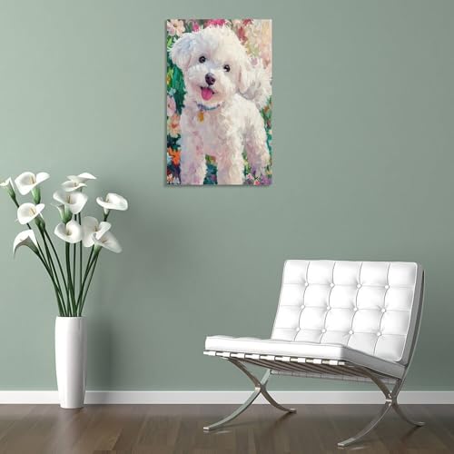 Tableau impression sur toile Bichon Frisé mur vide - 5
