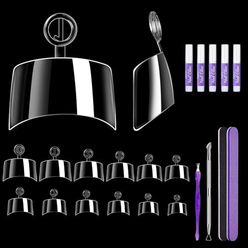 MORGLES Short Square Nail Tips, 240 Pcs Half Cover Fake