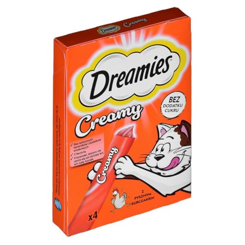 Dreamies Katzenleckerlis Creamy Snacks mit Huhn – köstlich cremiger Geschmack – 20 Portionsbeutel (5 x 4 x 10g)