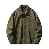 Men's Trendy Fashion Lapel Loose Work Jacket With Turn-Down Collar Conventional Sleeve Standard Length Zipper Closure Loose Casual Style