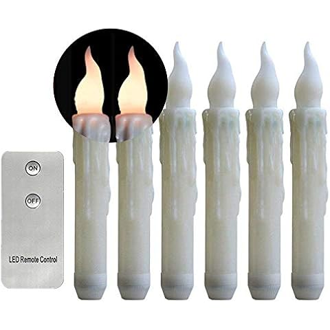 6 pcs LED Wireless Remote Control Candles, 17, 8 cm Flameless LED Bar Candles Warm White Flame Flicker Candles 2 * AA Battery Operated, 120+ Hours Romantic Wax Candles Candlelight Dinner Candles Cover