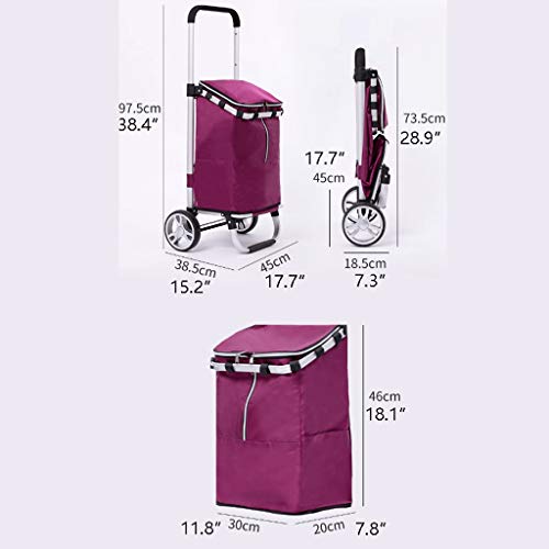 gbgymjm Einkaufstrolley 28L Faltbare Einkaufstrolley-Tasche auf Rädern Push-Tote-Wagen Karren Trolley-Tasche Korb… – Bild 7