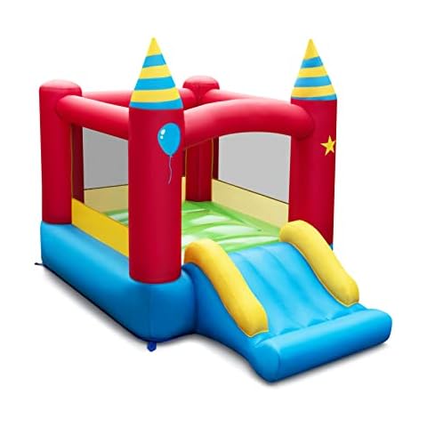MEDIMALL Inflatable Bouncer, Blowup Bouncy Castle with Jumping Area, Wide Slide, Indoor Outdoor Bounce House for Backyard, Lawn, Park Cover