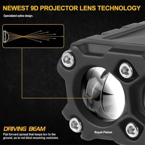 Image of 2 Lens LED Fog Light with Switch for Bikes, Cars, SUVs |120W Aux Light with Wide Coverage, Crystal-Clear LED White /Yellow Beam|6 Months Warranty