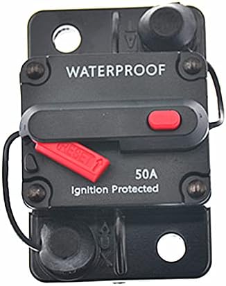 50 Amp Circuit Breaker Trolling with Manual Reset Car Marine Trolling Motors Boat ATV Manual Power Protect for Audio System Fuse 12V-48VDC Waterproof (50Amp)