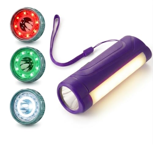 Image of 4-in-1 LED Railway Signal Torch,Railway tri Colour Torch,All Right Light (Purple),Rechargeable Flashlight for Railway Signaling,
