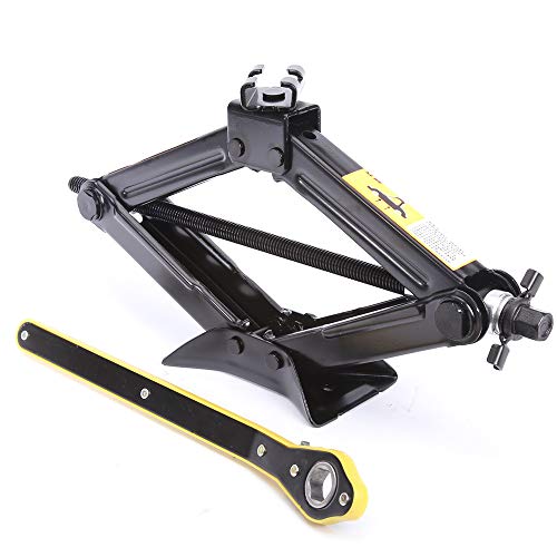 LEADBRAND Black Scissor Lift Jack, 1.3 Tons (2866lbs.) Capacity with Strength-Saving Design Handle, Rachet Handle