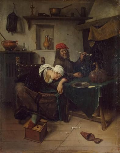 Impression sur toile le buveur Jan Havickszoon Steen affiche d'art Premium 60x90cm